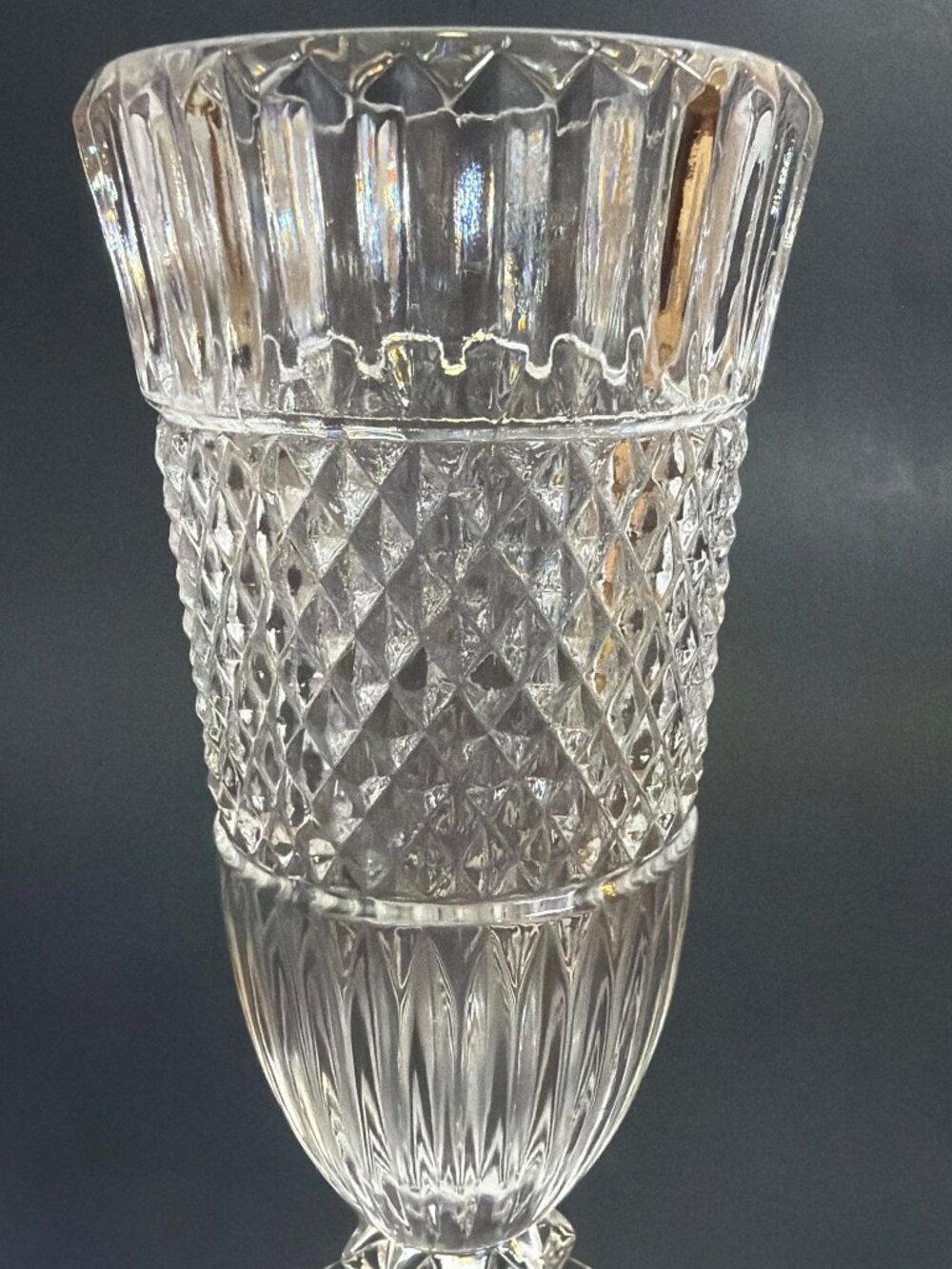 Vintage 1980s Fostoria Leonardo Clear Lead Crystal Footed Bud Vase USA MCM 6.25" - Picture 8 of 9